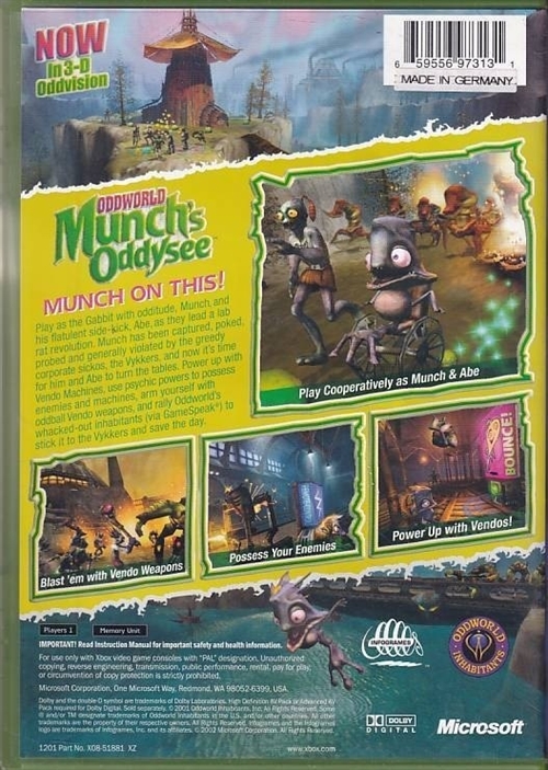 Oddworld Munchs Oddysee - XBOX (B Grade) (Genbrug)